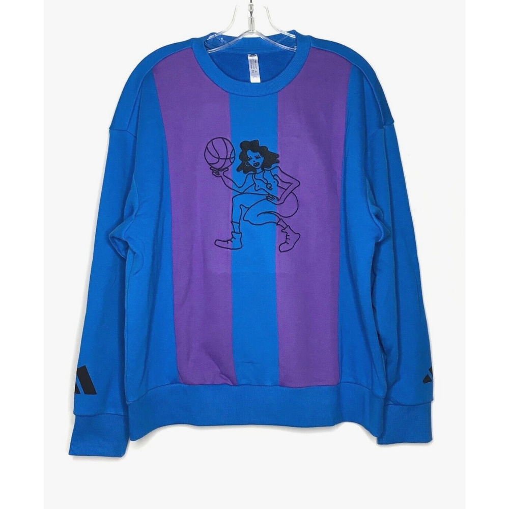 Adidas Hoop York City Sweatshirt Women's M Blue Purple Embroidered Basketball